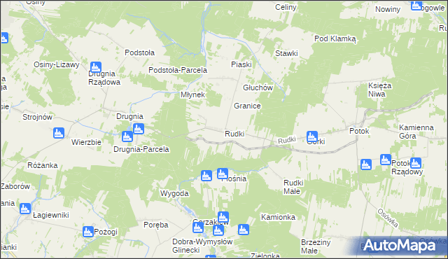 mapa Rudki gmina Szydłów, Rudki gmina Szydłów na mapie Targeo