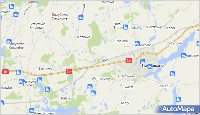 mapa Rudki gmina Trzemeszno, Rudki gmina Trzemeszno na mapie Targeo