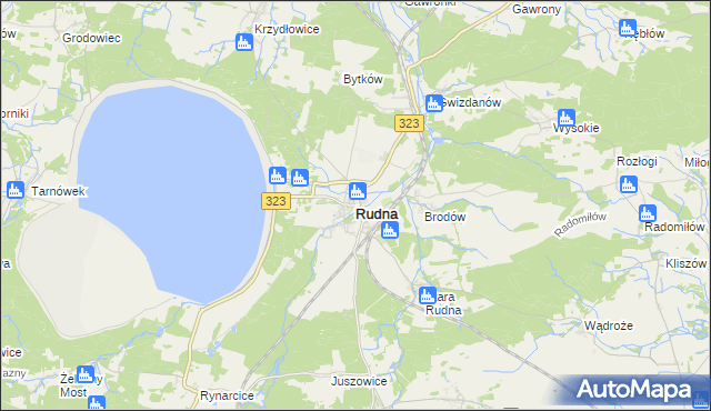 mapa Rudna powiat lubiński, Rudna powiat lubiński na mapie Targeo