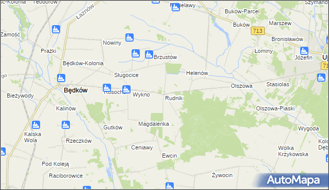 mapa Rudnik gmina Będków, Rudnik gmina Będków na mapie Targeo