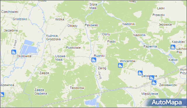 mapa Rudniki gmina Koniecpol, Rudniki gmina Koniecpol na mapie Targeo