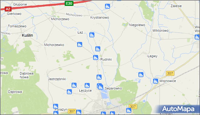 mapa Rudniki gmina Opalenica, Rudniki gmina Opalenica na mapie Targeo