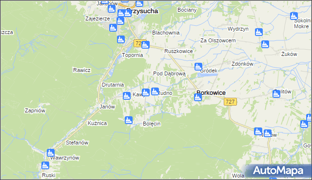 mapa Rudno gmina Borkowice, Rudno gmina Borkowice na mapie Targeo