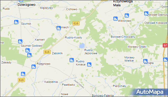 mapa Rudno Jeziorowe, Rudno Jeziorowe na mapie Targeo