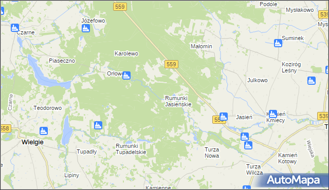 mapa Rumunki Jasieńskie, Rumunki Jasieńskie na mapie Targeo