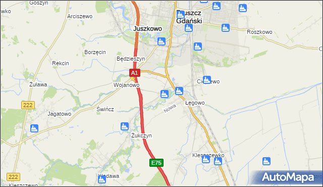 mapa Rusocin gmina Pruszcz Gdański, Rusocin gmina Pruszcz Gdański na mapie Targeo