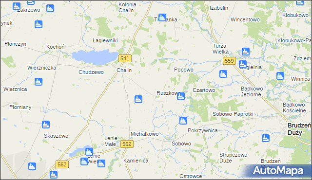 mapa Ruszkowo gmina Dobrzyń nad Wisłą, Ruszkowo gmina Dobrzyń nad Wisłą na mapie Targeo
