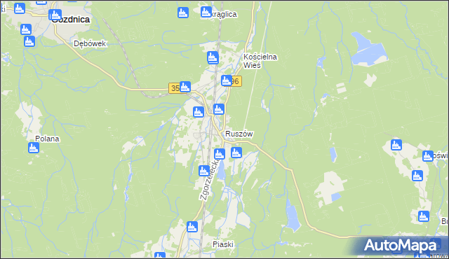 mapa Ruszów gmina Węgliniec, Ruszów gmina Węgliniec na mapie Targeo