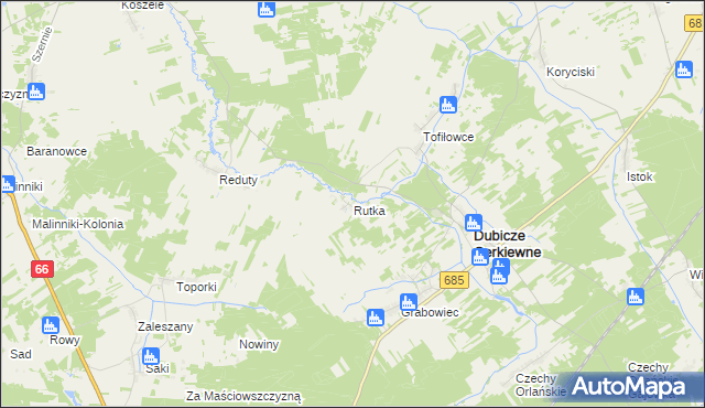 mapa Rutka gmina Dubicze Cerkiewne, Rutka gmina Dubicze Cerkiewne na mapie Targeo