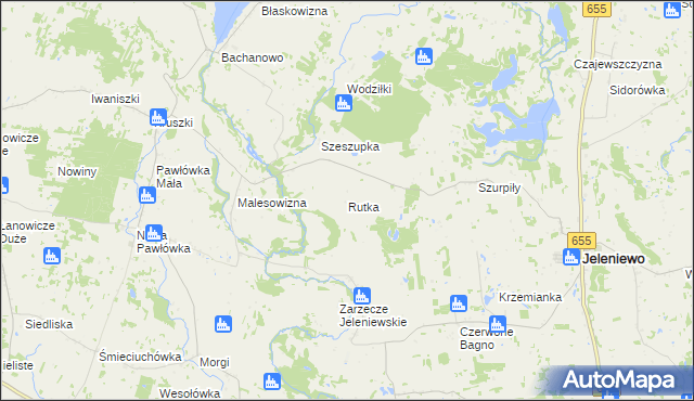 mapa Rutka gmina Jeleniewo, Rutka gmina Jeleniewo na mapie Targeo