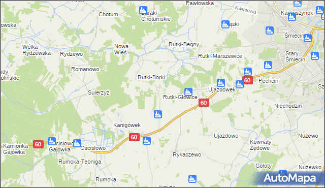 mapa Rutki-Głowice, Rutki-Głowice na mapie Targeo