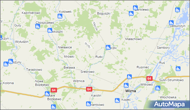 mapa Rutki gmina Wizna, Rutki gmina Wizna na mapie Targeo