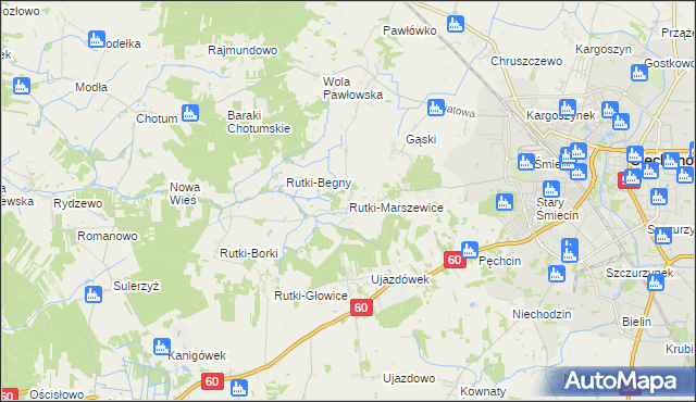 mapa Rutki-Marszewice, Rutki-Marszewice na mapie Targeo