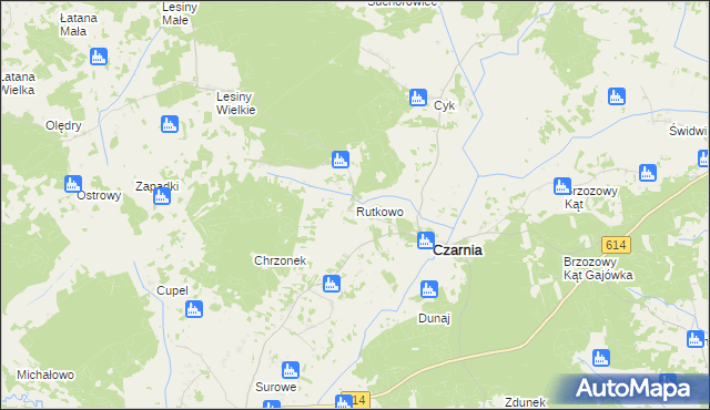 mapa Rutkowo gmina Czarnia, Rutkowo gmina Czarnia na mapie Targeo