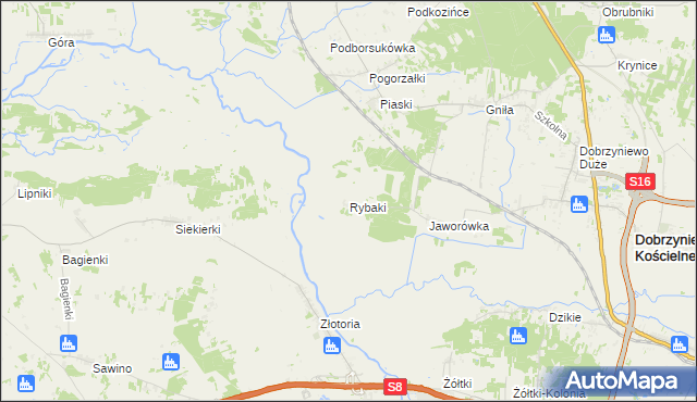mapa Rybaki gmina Dobrzyniewo Duże, Rybaki gmina Dobrzyniewo Duże na mapie Targeo