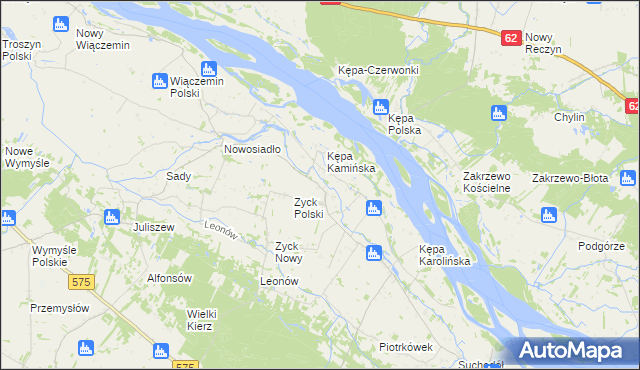 mapa Rybaki gmina Słubice, Rybaki gmina Słubice na mapie Targeo