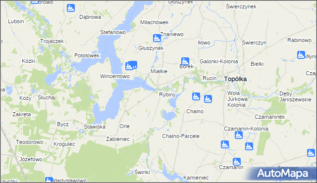 mapa Rybiny, Rybiny na mapie Targeo