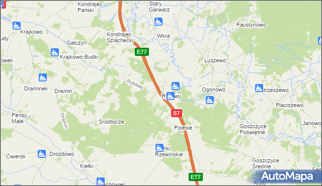 mapa Rybitwy gmina Baboszewo, Rybitwy gmina Baboszewo na mapie Targeo