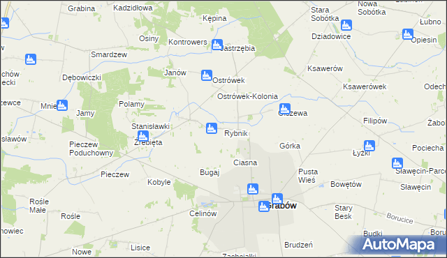 mapa Rybnik gmina Grabów, Rybnik gmina Grabów na mapie Targeo