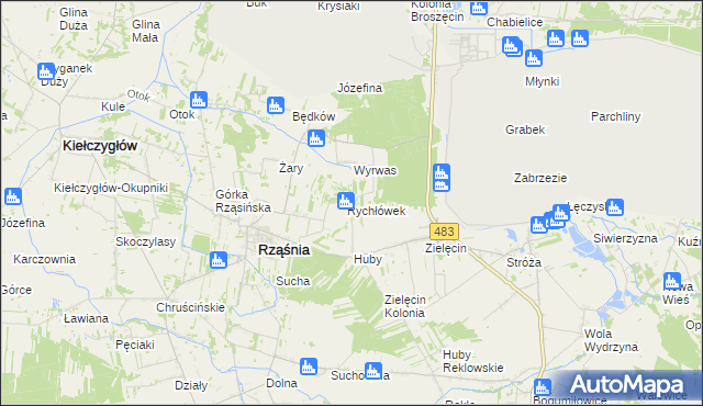 mapa Rychłowiec, Rychłowiec na mapie Targeo