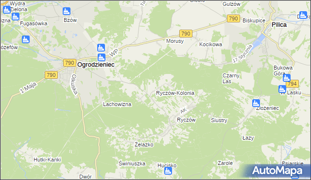 mapa Ryczów-Kolonia, Ryczów-Kolonia na mapie Targeo