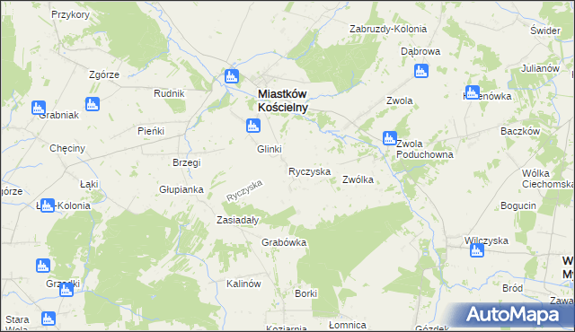 mapa Ryczyska, Ryczyska na mapie Targeo