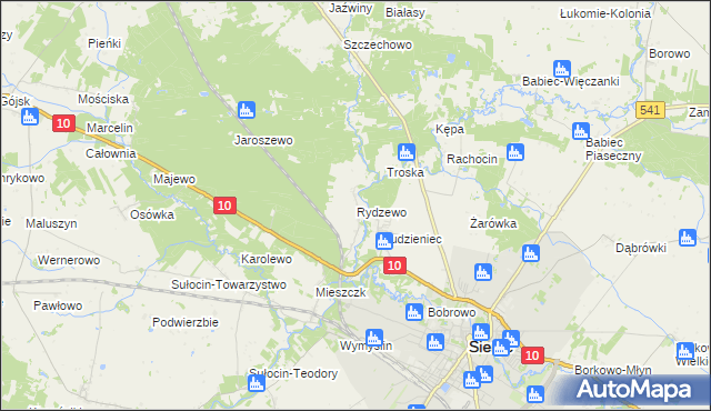 mapa Rydzewo gmina Sierpc, Rydzewo gmina Sierpc na mapie Targeo