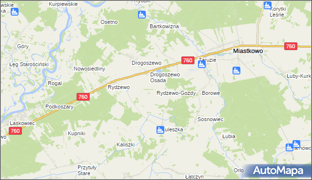 mapa Rydzewo-Gozdy, Rydzewo-Gozdy na mapie Targeo