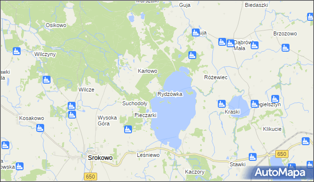 mapa Rydzówka gmina Węgorzewo, Rydzówka gmina Węgorzewo na mapie Targeo