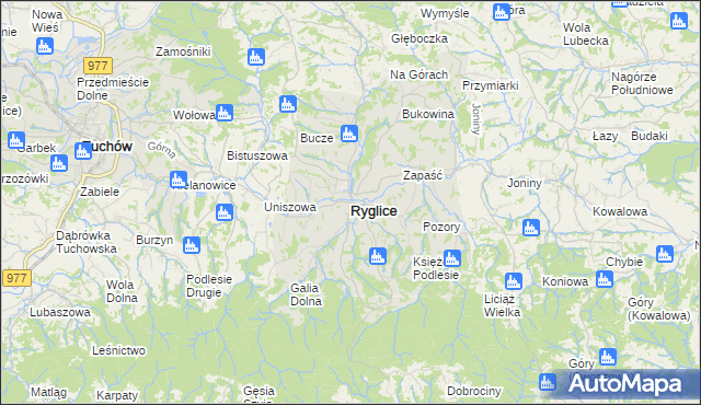 mapa Ryglice, Ryglice na mapie Targeo