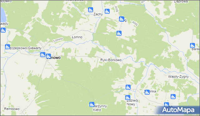mapa Ryki-Borkowo, Ryki-Borkowo na mapie Targeo