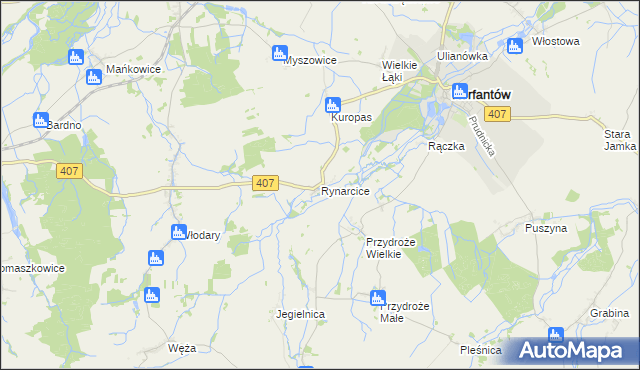 mapa Rynarcice gmina Korfantów, Rynarcice gmina Korfantów na mapie Targeo