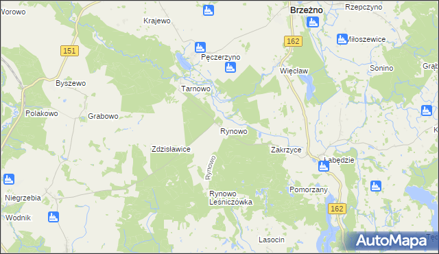 mapa Rynowo gmina Łobez, Rynowo gmina Łobez na mapie Targeo