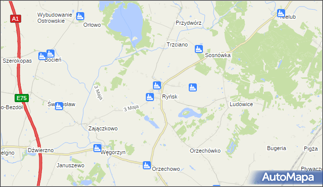 mapa Ryńsk, Ryńsk na mapie Targeo