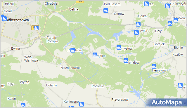 mapa Rząbiec, Rząbiec na mapie Targeo