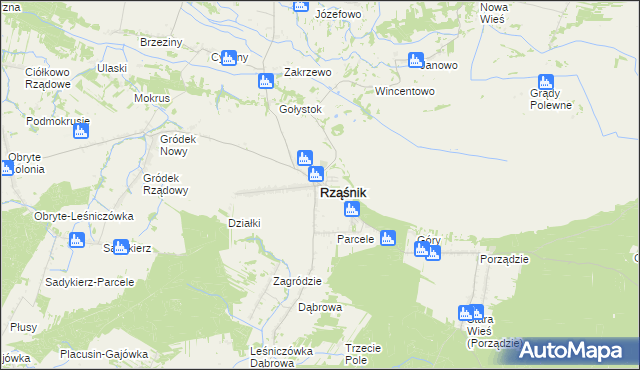 mapa Rząśnik powiat wyszkowski, Rząśnik powiat wyszkowski na mapie Targeo