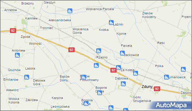 mapa Rząśno, Rząśno na mapie Targeo