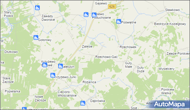 mapa Rzechowo-Gać, Rzechowo-Gać na mapie Targeo