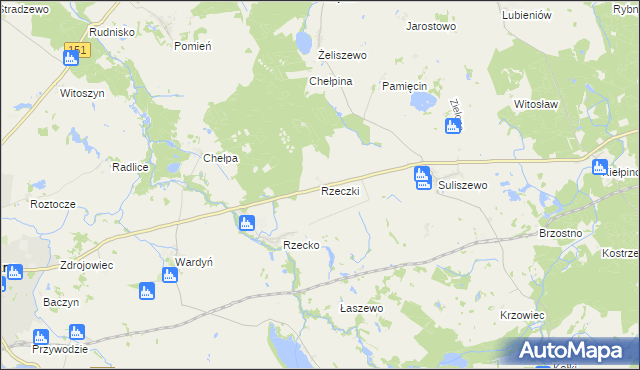 mapa Rzeczki gmina Choszczno, Rzeczki gmina Choszczno na mapie Targeo
