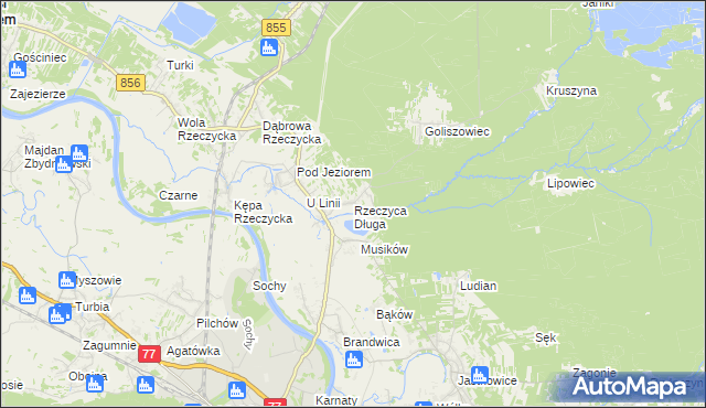 mapa Rzeczyca Długa, Rzeczyca Długa na mapie Targeo