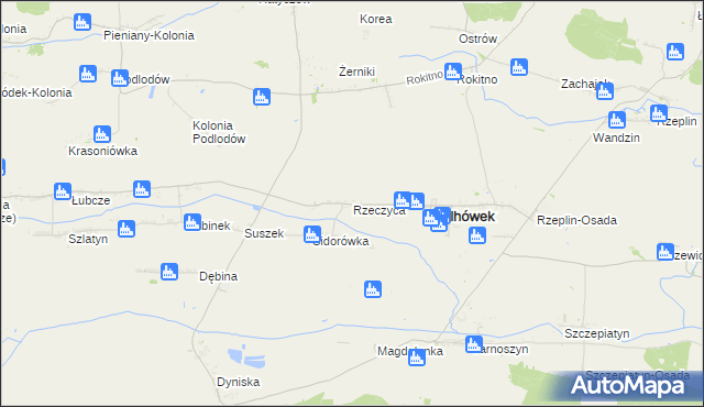 mapa Rzeczyca gmina Ulhówek, Rzeczyca gmina Ulhówek na mapie Targeo