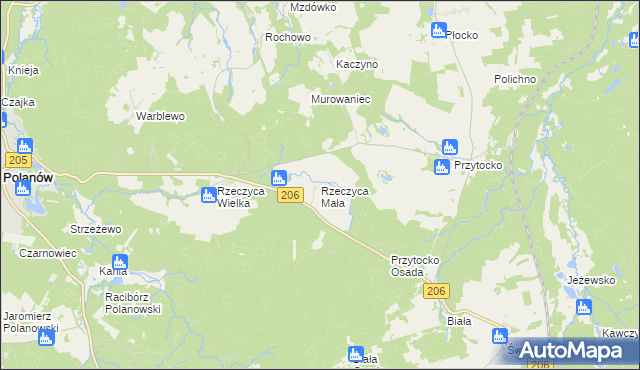 mapa Rzeczyca Mała, Rzeczyca Mała na mapie Targeo