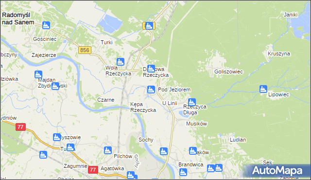 mapa Rzeczyca Okrągła, Rzeczyca Okrągła na mapie Targeo