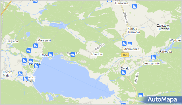 mapa Rzędów gmina Turawa, Rzędów gmina Turawa na mapie Targeo