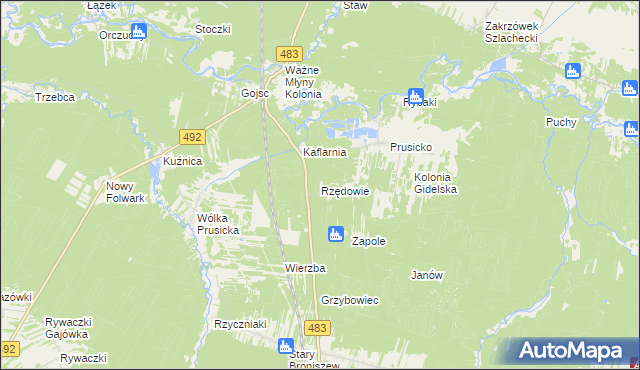 mapa Rzędowie, Rzędowie na mapie Targeo