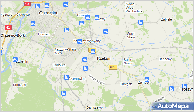 mapa Rzekuń, Rzekuń na mapie Targeo