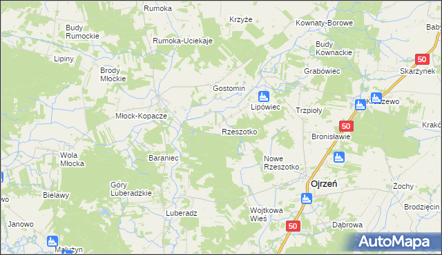 mapa Rzeszotko, Rzeszotko na mapie Targeo