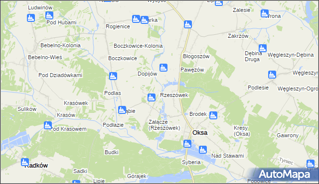 mapa Rzeszówek gmina Oksa, Rzeszówek gmina Oksa na mapie Targeo