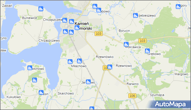 mapa Rzewnówko, Rzewnówko na mapie Targeo