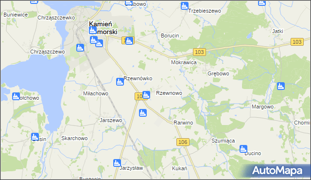 mapa Rzewnowo, Rzewnowo na mapie Targeo